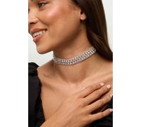 Mood Silver Crystal Mixed Stone Statement Choker Silver One Size
