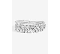 Mood Silver Crystal & Pearl Multipack Stretch Bracelets - Pack Of 5 Silver One Size