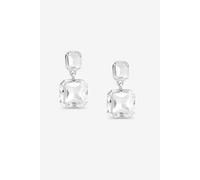Mood Silver Crystal Rectangle Drop Earrings Silver One Size