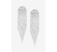 Mood Silver Crystal Tassel Statement Drop Earrings Silver One Size