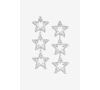 Mood Silver Crystal Triple Star Statement Drop Earrings Silver One Size