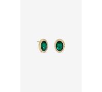 Mood Women's Gold Plated Crystal & Emerald Stud Earrings