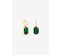 Mood Women's Gold Plated & Emerald Drop Earrings