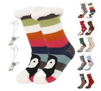 Mooddairy Cute Animal Ultra-Thick Slipper Home Socks,Christmas Slipper Socks for Women,Grippers Non Slip Soft Cozy (N,One Size)