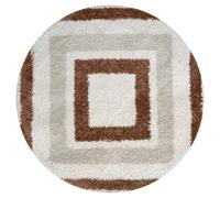 Moodi Shaggy Cream/Terra Slatefern Rug - Ø 120 cm
