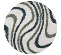 Moodi Shaggy Green Rippletide Rug - Ø 120 cm