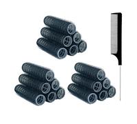 MOODKEY 18PCS Self Grip Small Hair Curlers Heatless Roller Hair Curlers Pro Salon Hairdressing Curler DIY Curly Hairstyle Hair Rollers Tools Rat Tail Comb for Women Medium Short Hair(Black)