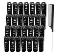 MOODKEY 28PCS Plastic Hair Rollers Set 1.5cm/0.6in Heatless Rollers Hair Curlers Self Grip Rollers Tools for DIY Hairdressing Hair Salon(Black)