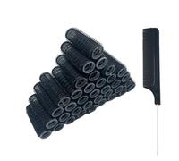 MOODKEY 36PCS Self Grip Small Hair Curlers Heatless Roller Hair Curlers Pro Salon Hairdressing Curler DIY Curly Hairstyle Hair Rollers Tools Rat Tail Comb for Women Medium Short Hair(0.8x2.4in-black)