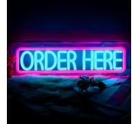Moodlion Order Here Neon Sign For Wall Decor Store Supermarket Led Lights, Order Decor Neon Signs Aesthetic Operated Light For Door Decorations, Checkstand Business Accessories Neon Sign