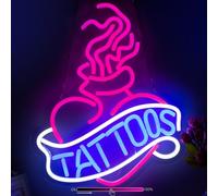 Moodlion Tattoo Neon Sign For Wall Decor Studio Room Led Lights, Pink Tattoo Decor Neon Signs Aesthetic Operated Light For Door Decorations, Room Accessories Neon Sign