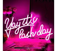 Moodlion Yay It's Lash Day Neon Sign for Wall Decor Beauty Room Led Lights, Pink Salon Lash Tech Decor Neon Signs Aesthetic Operated Light for Door Decorations, Girls Bedroom Accessories Neon Sign