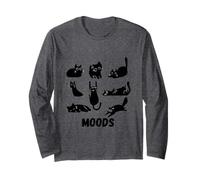 Moods Cartoon Black Cat Different Feelings Big Mood Design Long Sleeve T-Shirt