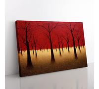 Moody Autumn Forest Abstract Canvas Wall Art Print Ready to Hang, Framed Picture for Living Room Bedroom Home Office Décor, 60x40 cm (24x16 Inch)