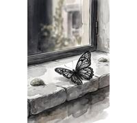 Moody Black Lace Butterfly on a Window Sill Journal: a DOT GRID notebook for self-expression