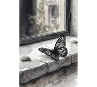 Moody Black Lace Butterfly on a Window Sill Journal: a LINED notebook for self-expression