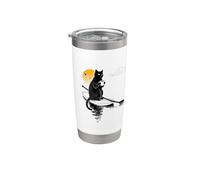 Moody Cat Coffee SUP Paddleboard Sunset Ocean Stainless Steel Insulated Tumbler