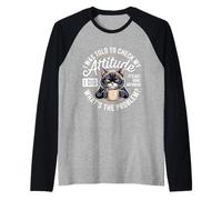 Moody Coffee Cat Illustration with Bold Funny Attitude Quote Raglan Baseball Tee