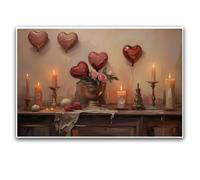 Moody Country Kitchen Wall Art Red Balloon Painting Dark Academia Valentines Day Print Vintage Kitchen Home Decor Bedroom Romantic Wall decor Living Room Accent 24x36inches Unframed