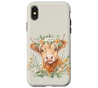 Moody Cow Funny Cottagecore Western Highland Cow Farmhouse Case for iPhone X/XS