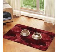 Moody Crimson Agate Dark Blood Red Jewel Tone Dog Food Mats for Floors Absorbent, Pet Cat Food Mat - Non Slip Dog Bowl Mats for Food and Water Pet Supplies 30x45cm