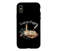 Moody Dark Academia Lost in Pages Literary Book Lover Case for iPhone X/XS