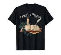 Moody Dark Academia Lost in Pages Literary Book Lover Value Graphic T-Shirt