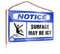 Moody Decor Wood Plaque - Painted Surface & Slippery When Wet/Tuscan Bathroom Decor | Western Wall Decor For Notice Surface May Be Icy