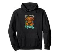 Moody Highland Cow Scottish Cattle Floral Pullover Hoodie