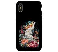 Moody Maximalist Cockatoo with Vintage Floral BIrd Artwork Case for iPhone X/XS