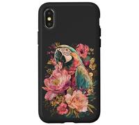 Moody Maximalist Macaw Parrot Floral Vintage Graphic Design Case for iPhone X/XS