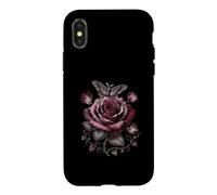 Moody Rose and Moth Gothic Floral Vintage Botanical Artwork Case for iPhone X/XS