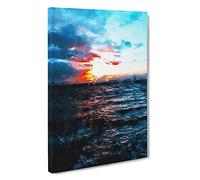 Moody Skies Above the Ocean Canvas Print | Gallery Wrapped 30mm Frame Wall Art | 30x20 inches | Ready to Hang | Abstract Seascape Picture | Living Room Bedroom Lounge Office
