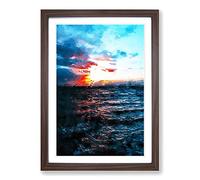 Moody Skies Above The Ocean in Abstract Framed Print | A2 Walnut Framed Wall Art | Ready to Hang | Abstract Nautical Picture | Living Room Bedroom Lounge Office