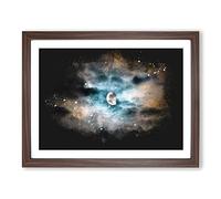 Moody Sky In Poland Paint Splash Modern Art Framed Wall Art Print, Ready to Hang Picture for Living Room Bedroom Home Office Décor, Walnut A4 (34 x 25 cm)