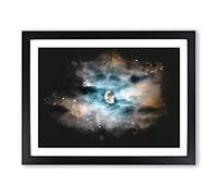 Moody Sky In Poland Paint Splash Modern Art Framed Wall Art Print, Ready to Hang Picture for Living Room Bedroom Home Office Décor, Black A3 (46 x 34 cm)