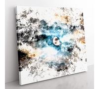 Moody Sky in Poland Watercolour Modern Canvas Wall Art Print Ready to Hang, Framed Picture for Living Room Bedroom Home Office Décor, 35x35 cm (14x14 Inch)