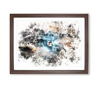 Moody Sky In Poland Watercolour Modern Framed Wall Art Print, Ready to Hang Picture for Living Room Bedroom Home Office Décor, Walnut A4 (34 x 25 cm)