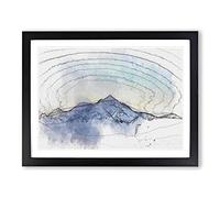 Moody Winter Mountain In Austria In Abstract Modern Art Framed Wall Art Print, Ready to Hang Picture for Living Room Bedroom Home Office Décor, Black A3 (46 x 34 cm)