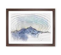 Moody Winter Mountain In Austria In Abstract Modern Art Framed Wall Art Print, Ready to Hang Picture for Living Room Bedroom Home Office Décor, Walnut A2 (64 x 46 cm)