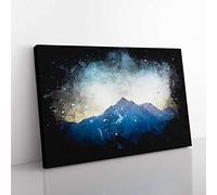 Moody Winter Mountain In Austria Paint Splash Modern Art Canvas Wall Art Print Ready to Hang, Framed Picture for Living Room Bedroom Home Office Décor, 50x35 cm (20x14 Inch)