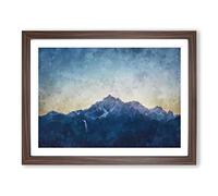 Moody Winter Mountain In Austria Painting Modern Art Framed Wall Art Print, Ready to Hang Picture for Living Room Bedroom Home Office Décor, Walnut A3 (46 x 34 cm)