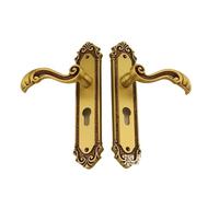 MOOEDJKL Chinese Style Pure Copper Solid Wood Door Lock Bedroom Retro Indoor Door Lock Silent European Style Handle Simple Handle(224 24 Gold)
