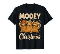 Mooey Christmas Funny Highland Cows Design Xmas Cow Lover T-Shirt