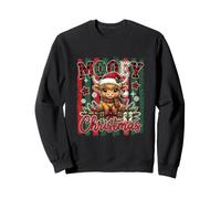 Mooey Christmas Highland Cow Western Xmas Farm Coquette Bow Sweatshirt