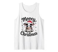 Mooey Christmas Little Cow with Santa Hat and Holiday Lights Tank Top