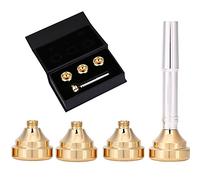 Moofey Brass Trumpet Mouthpiece Set with 7C 5C 3C 1.5C, 4 Gold Plated Mouthpiece Cups, Trumpet Accessories for Beginners