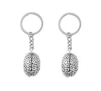 Mooff 2Pcs Silver Anatomical Brain Keychain Brain Organ Pendant 3D Neurologist For Key Holder For Doctor Women Men, Women's Fashion,Car Keychain