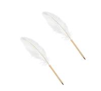 Mooff 2Pcs White Feather Ballpoint Pen Black Inks Pen Refillable Ballpoint Pen for School Writing, Signatures Pens and Refills Wedding Signing Pen