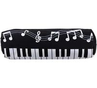 Mooff Music Note Design Pencil Case - Zippered Organizer with Piano Keyboard Print, Durable Fabric for School, Office and Art Supplies (Black Square)